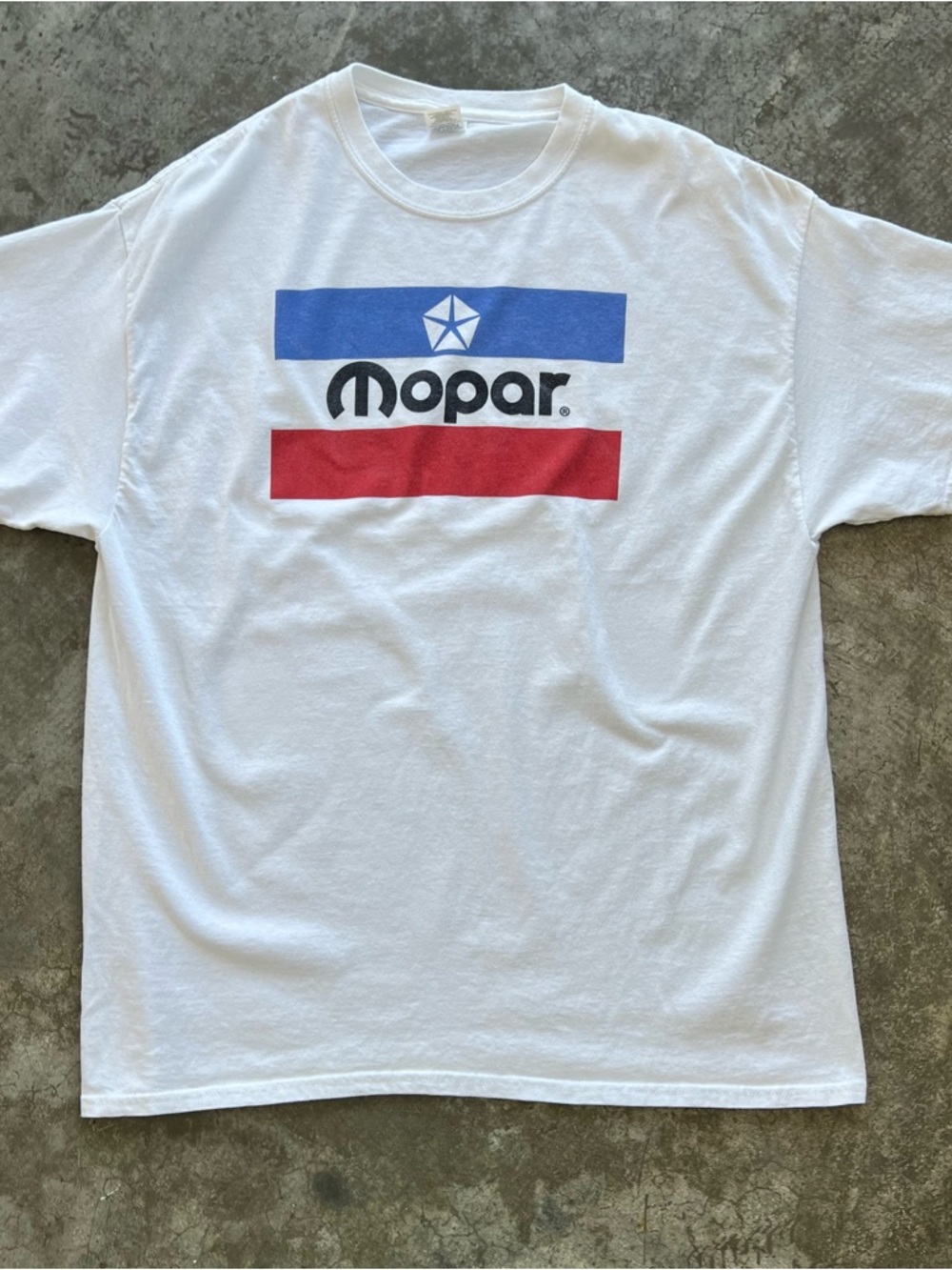 Gildan White Heavy Cotton Tee with Blue Logo